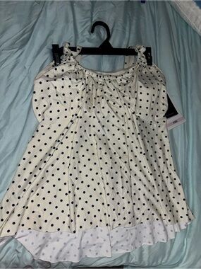 Polka Dot Sleeveless Women’s Top - White with Black Dots